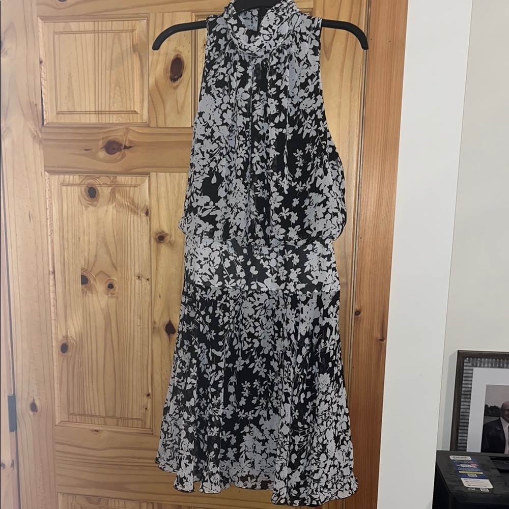 Just...Taylor Black and White Halter Mini Dress